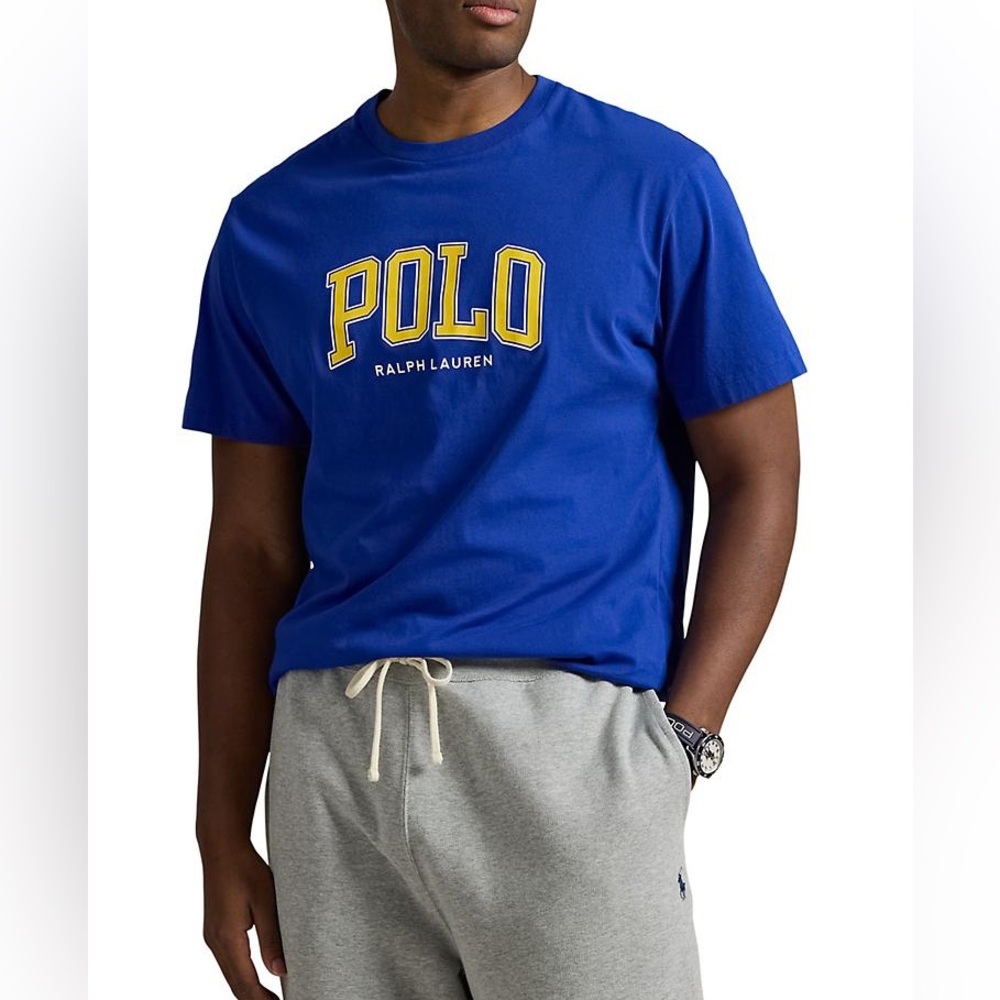 Polo Ralph Lauren T-Shirt Spell Out Yellow Big Logo 3TG Big & Tall